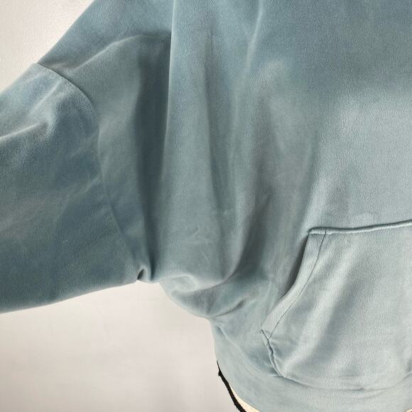 American Eagle Velour Sweatshirt Cozy Ever After Hoodie Teal Green Womens Small - Picture 8 of 13